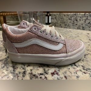 Little girl’s size 11, two tone pink glittery Vans